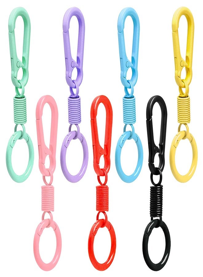 Koceci 7 PCS Keychain Clips, Metal Keychain with O Rings, Small Carabiner Clip for Keys, Quick Release Keychain, Car keys keychain (Colorful) - Image 1